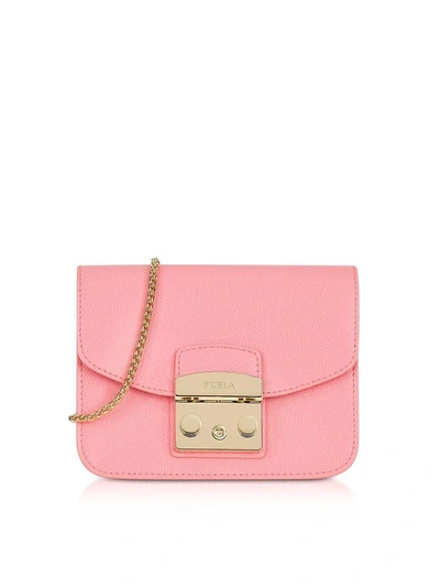 Shop Furla Rose Quartz Leather Metropolis Mini Crossbody Bag In Pink