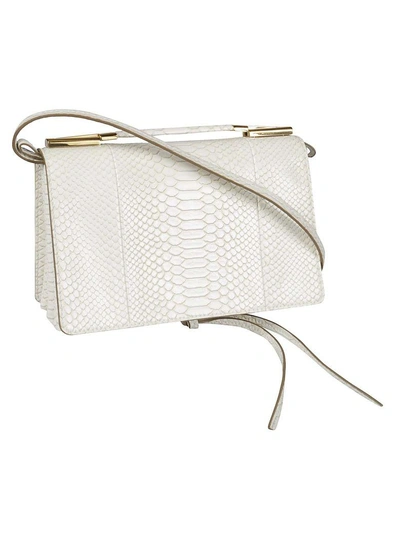 Shop Stella Mccartney Small Snake Embossed Shoulder Bag In White