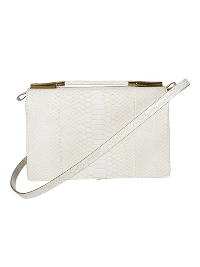 Shop Stella Mccartney Small Snake Embossed Shoulder Bag In White