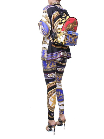 Shop Versace Palazzo Signature Pillow Talk-print Leather And Nylon Back Pack In Multi