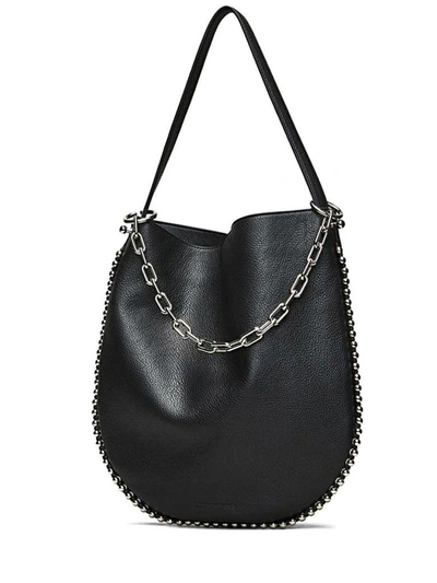 Shop Alexander Wang Roxy Ball-stud Leather Shoulder Bag In Nero