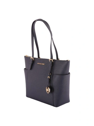 Shop Michael Michael Kors Jet Set Saffiano Leather Tote In Admiral