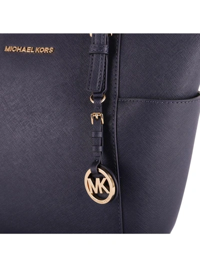 Shop Michael Michael Kors Jet Set Saffiano Leather Tote In Admiral