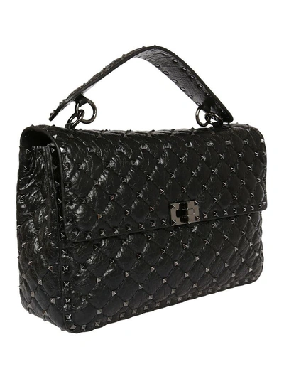 Shop Valentino Quilted Studded Tote In 0no Nero