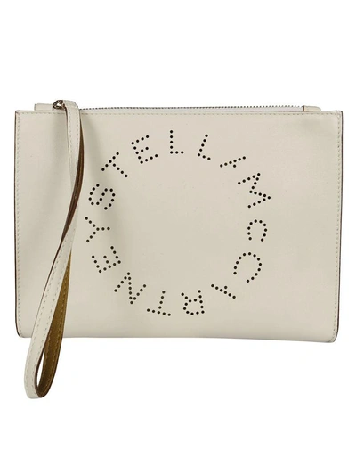 Shop Stella Mccartney Perforated Logo Clutch In White