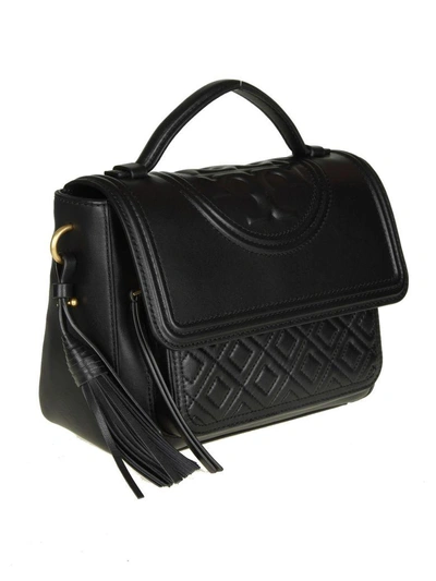 Shop Tory Burch "fleming Satchel" In Black Color Leather