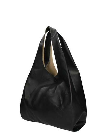 Shop Maison Margiela Black Leather Foldover Tote Bag