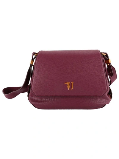 Shop Trussardi Faux Leather Shoulder Bag In Purple
