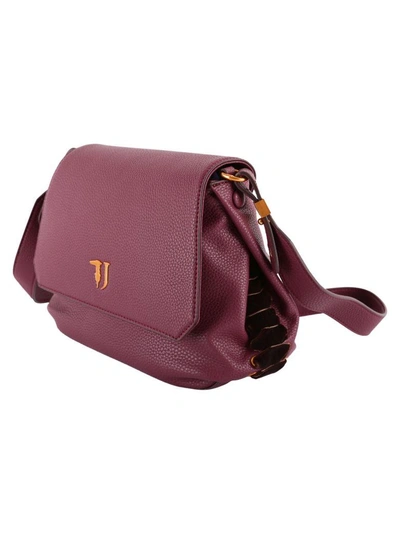 Shop Trussardi Faux Leather Shoulder Bag In Purple