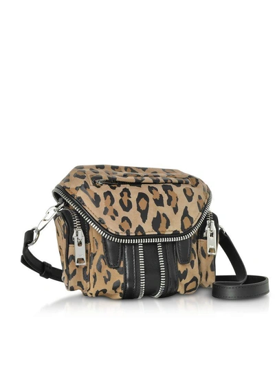 Shop Alexander Wang Leopard Printed Suede Micro Marti Shoulder Bag In Brown