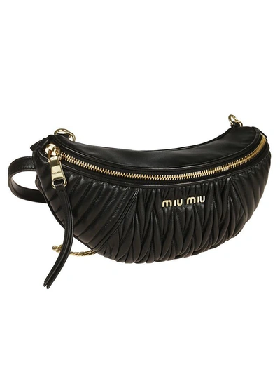 Shop Miu Miu Ribbed Belt Bag In Black
