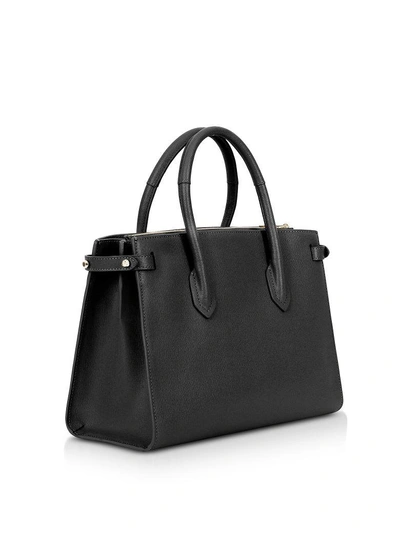 Shop Furla Onyx Leather E/w Pin Small Tote Bag In Black