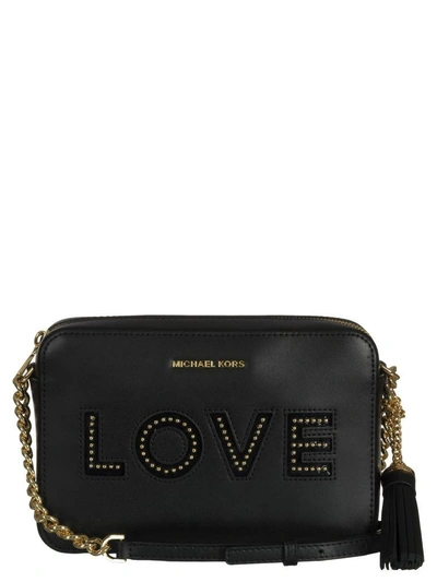 Shop Michael Kors Ginny Love Shoulder Bag In Black