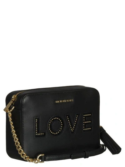Shop Michael Kors Ginny Love Shoulder Bag In Black