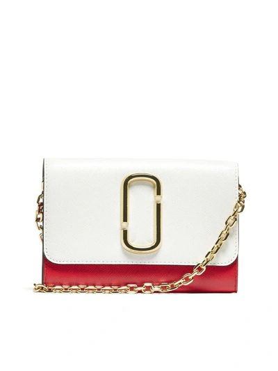 Shop Marc Jacobs Snapshot Chain Shoulder Bag In Bianco Rosso