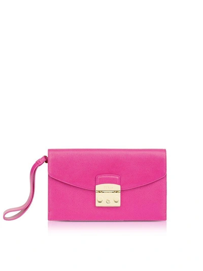 Shop Furla Fuchsia Leather Metropolis Envelope Clutch