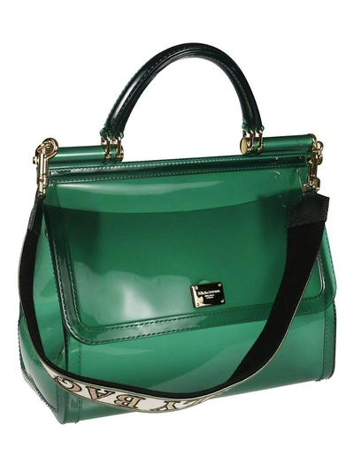 Shop Dolce & Gabbana Sicily L'amour Tote In Green