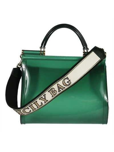 Shop Dolce & Gabbana Sicily L'amour Tote In Green
