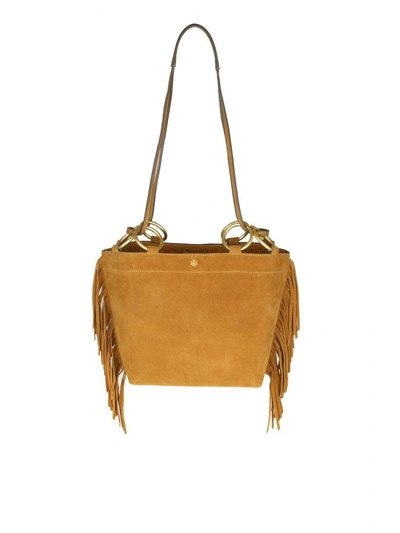 Shop Tory Burch Shoulder Bag "farrah Fringe Small Tote" In Suede Leather Co
