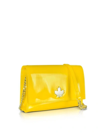 Shop Dsquared2 Eco Patent Leather Logo Shoulder Bag In Yellow
