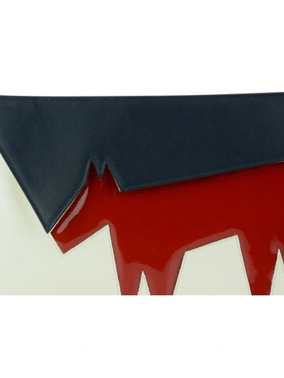 Shop Michele Chiocciolini Classic Dog Clutch In White-black-red