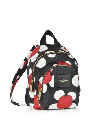 Shop Marc Jacobs Red/black Daisy Print Nylon Mini Double Backpack