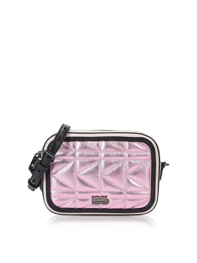 Shop Karl Lagerfeld Metallic Pink K/kuilted Camera Bag