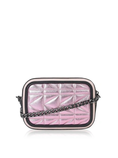Shop Karl Lagerfeld Metallic Pink K/kuilted Camera Bag