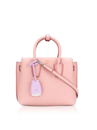 Shop Mcm Milla Pink Blush Leather Small Tote Bag In Powder Pink