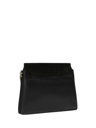 Shop Chloé Black Leather And Suede Faye Shoulder Bag