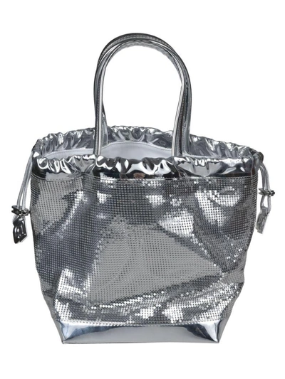 Shop Rabanne Mirrored Bucket Bag In Silver