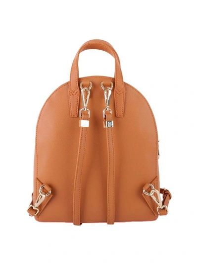 Shop Trussardi Ischia Saffiano Faux Leather Backpack In Camel - Pink