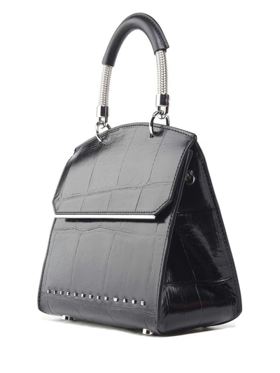 Shop Alexander Wang Mini Dime Croc-embossed Leather Cross-body Bag In Nero