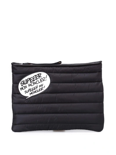 Shop Moncler Quilted Clutch In Black