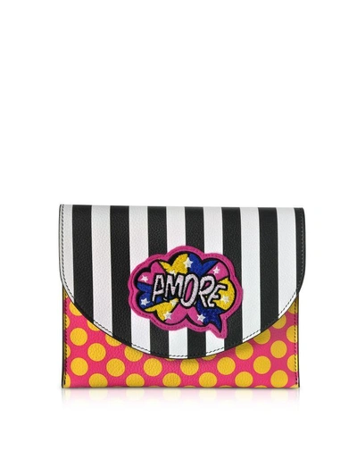 Shop Alessandro Enriquez Miracle Pop Amore Leather Clutch In Black/white