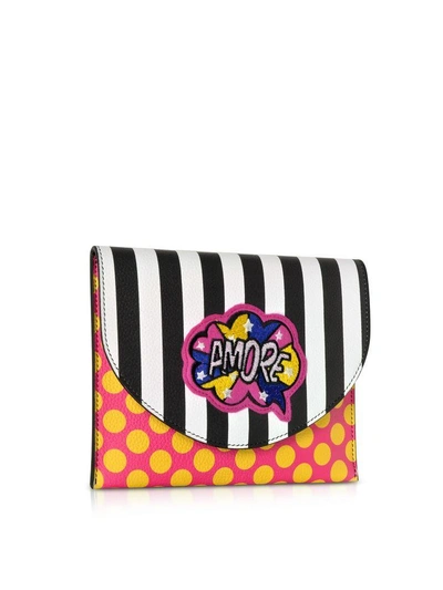 Shop Alessandro Enriquez Miracle Pop Amore Leather Clutch In Black/white