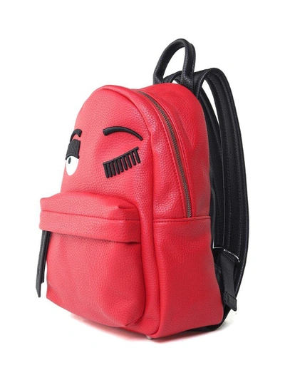 Shop Chiara Ferragni Flirting Eye Faux-leather Small Backpack In Rosso