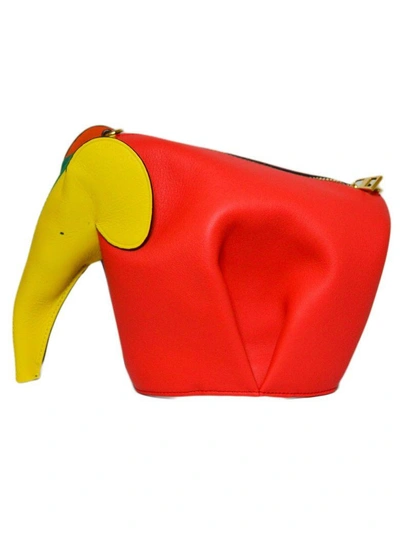 Shop Loewe Elephant Shoulder Bag In Multicolor Orange