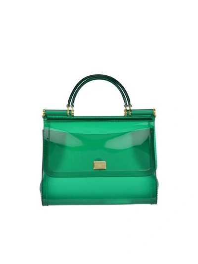 Shop Dolce & Gabbana Semi-transparent Rubber Sicily Handbag In Green/multicolor