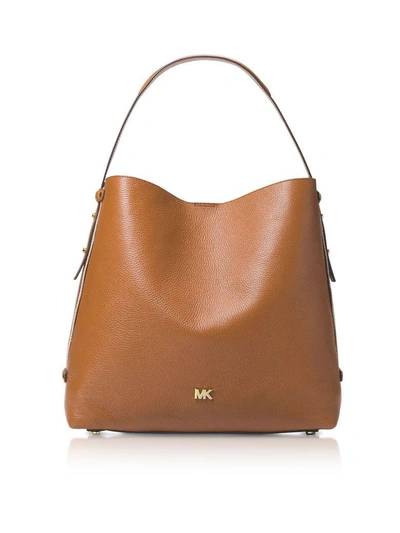 Shop Michael Kors Griffin Large Leather Shoulder Bag In Acorn
