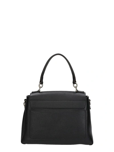 Shop Chloé Faye Day Small Black Grained Leather Shoulder Bag