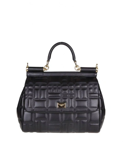 Shop Dolce & Gabbana "miss Sicily" Hand Bag In Nappa Matelasse Color Black