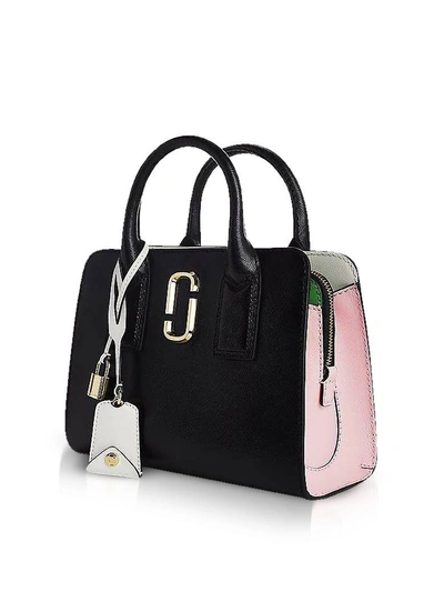 Shop Marc Jacobs Little Big Shot Satchel Bag In Black / Pink