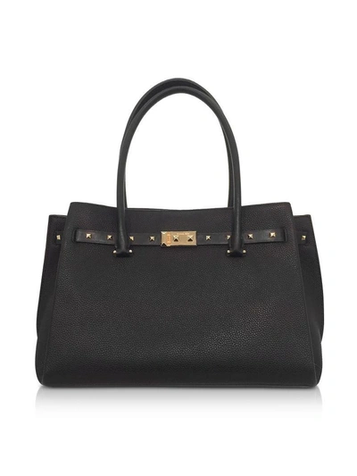 Shop Michael Kors Black Pebbled Leather Large Addison Tote Bag