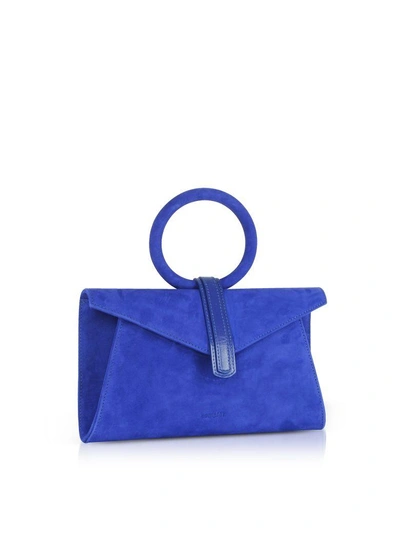 Shop Complet Royal Blue Suede Valery Mini Clutch Bag W/shoulder Strap