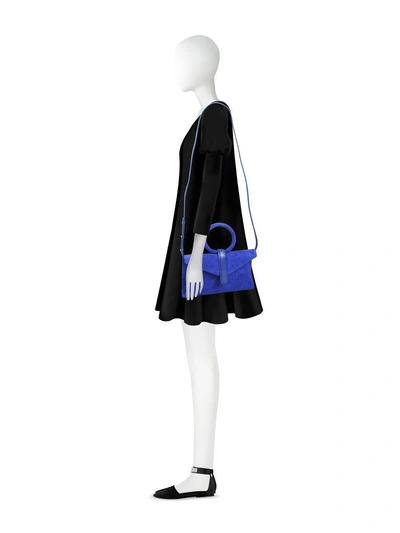 Shop Complet Royal Blue Suede Valery Mini Clutch Bag W/shoulder Strap