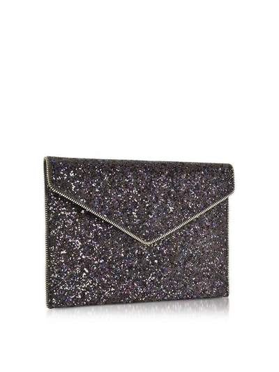 Shop Rebecca Minkoff Glitter Leo Envelope Clutch In Black