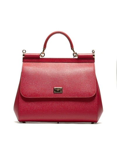 Shop Dolce & Gabbana Large Sicily Tote In Rosso
