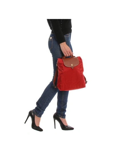 Shop Longchamp Backpack Shoulder Bag Women  In Red