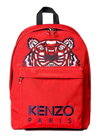 Shop Kenzo Tiger Lg Nylon Backpack In Rosso